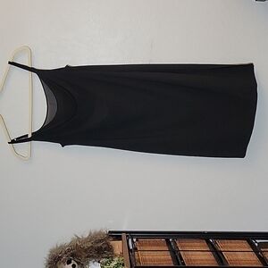 WHBM XS Adjustable Spaghetti Straps Partilly Sheer Black Slip Dress